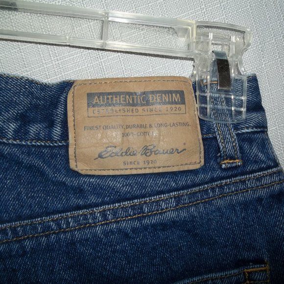 Eddie Bauer Med/dark blue flannel lined jeans - Picture 3 of 4